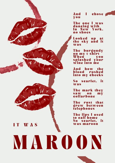 Red Taylor Swift Aesthetic Poster, Maroon Poster Taylor Swift, Taylor Swift Lyric Posters, Maroon Taylor Swift, Maroon Taylor, Lyrics Tumblr, Mr Perfectly Fine, Taylor Swift Inspired, Taylor Lyrics