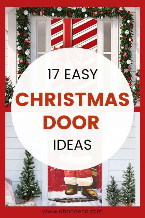 Unleash your holiday spirit with this selection of unforgettable Christmas door covers. These festive enhancements promise to transform your entrance into a captivating holiday spectacle. Made for all tastes, each seasonal masterpiece harmoniously blends artistry with Christmas cheer, guaranteeing to impress your neighbors and spread joy. Christmas Door Coverings, Front Door Vinyl Decal Christmas, How To Decorate Door For Christmas, Wrap Door For Christmas, Decorate Doors For Christmas, Front Door Wrapped Like Present, Christmas Decor Ideas For Doors Entrance, Festive Door Decorations, How To Decorate Front Door Entrance For Christmas