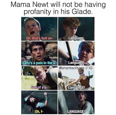 Ahahaha😂 Maze Runner Mama Newt, Mama Noot And Papa Min Min, Mama Newt And Papa Min Min, Newt X Reader, Mama Noot, Mama Newt, Maze Runner 1, Maze Runner Thomas, Maze Runner Trilogy