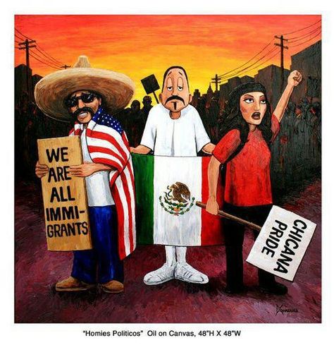 "Homies Politicos" ~ By Homie Chicano Studies, Chicana Art, Lil Homies, Mexican American Culture, Aztec Drawing, Mexican Stuff, Mexico Wallpaper, Chicano Love, Chola Style