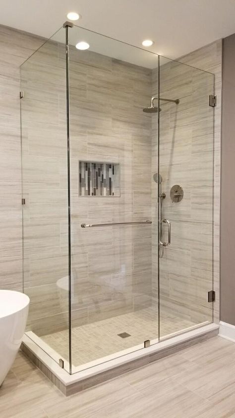 Custom frameless clear tempered glass shower enclosure Glass Shower Enclosures Small Bathrooms, Shower Cubicles Ideas, Shower Cubicle Ideas Modern, Tempered Glass Shower Door, Shower Enclosures Ideas, All Glass Shower Doors, Small Bathroom Shower Glass Door, Bathroom Shower Cubicle Ideas, Custom Glass Shower Enclosure