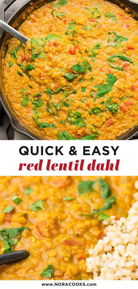 Lentil Dahl Recipe, Red Lentil Dahl Recipe, Red Lentil Dahl, Red Lentil Recipes, Dahl Recipe, Lentil Dahl, Resep Smoothie, Quick Vegan Meals, Red Lentils