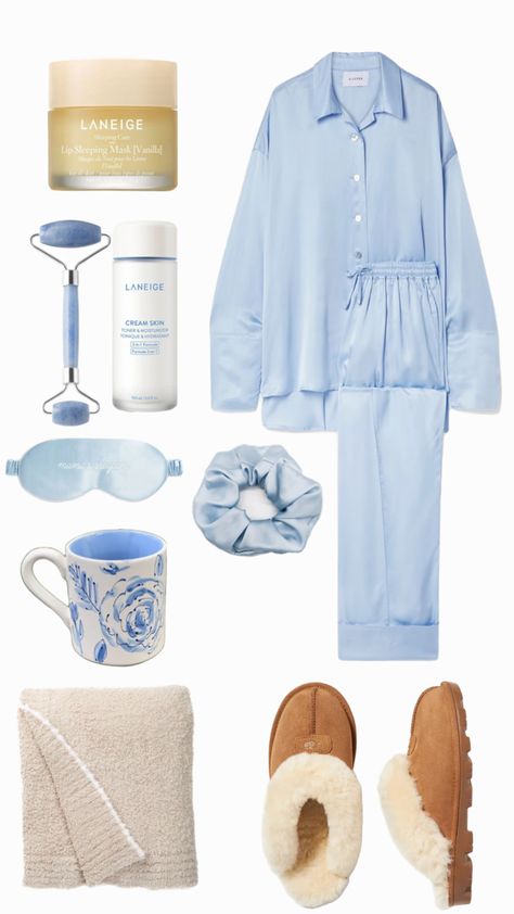 Clothes Sleep, Sleepy Blue, Classy Loungewear, Sleep Outfit, Sleep Essentials, Blue Mug, Cute Pjs, Pajama Fashion, Cute Pajama Sets