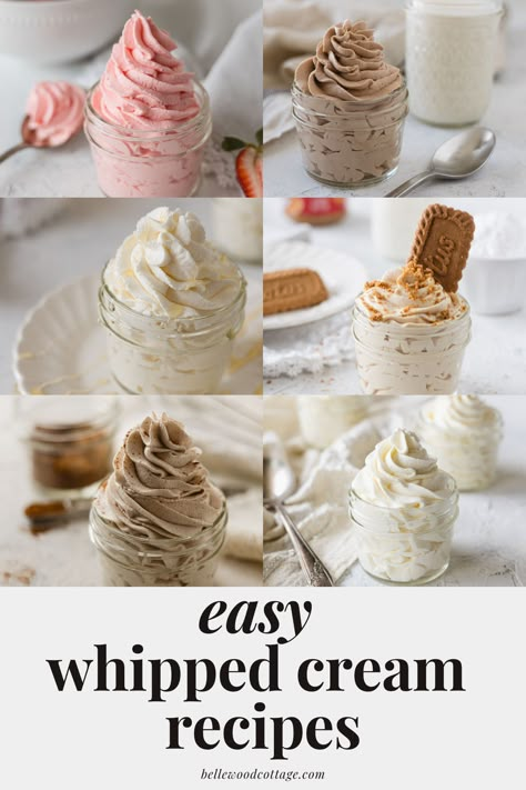 Thick Whip Cream Recipe, Chocolate Whipped Cream Desserts, How To Make Flavored Whipped Cream, Whipped Creme Recipe, Desserts With Homemade Whipped Cream, Things To Eat With Whipped Cream, Brown Butter Whipped Cream, Coconut Flavored Whipped Cream, Easy Whip Cream Desserts