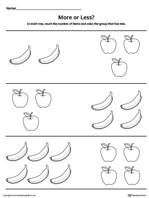 **FREE** Count More or Less Worksheet Worksheet. Practice counting numbers and determining which number is lower in this printable worksheet. Less Or More Worksheet, More And Less Activities Preschool, More And Less Worksheet, More Or Less Worksheets, Maths Worksheet, Counting Numbers, Work Sheet, Worksheet For Kids, Printable Preschool Worksheets