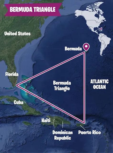 A map of the Bermuda Triangle in the Atlantic Ocean. The Bermuda Triangle, Kids News, Bermuda Triangle, Book Writing Inspiration, Books Reference, Caribbean Travel, All About Books, Fascinating Facts, Architecture Plan