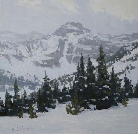 Old Winter Paintings, Snowy Road Painting, Winter Mountain Scene, Snowy Hills Painting, Snowy Scene Painting, Winter Painting Aesthetic, Snow Scenes Painting, Winter Landscape Acrylic Painting, Painted Winter Scenes