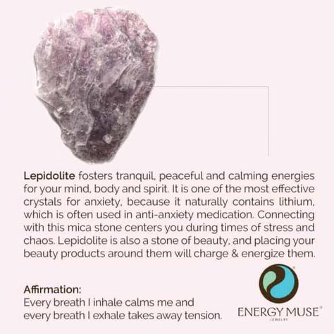 Lepidolite Meaning, Energy Muse, Lepidolite Crystals, Crystal Therapy, Crystal Healing Stones, Rocks Crystals, Crystals Healing, Gemstones And Crystals, Crystal Magic