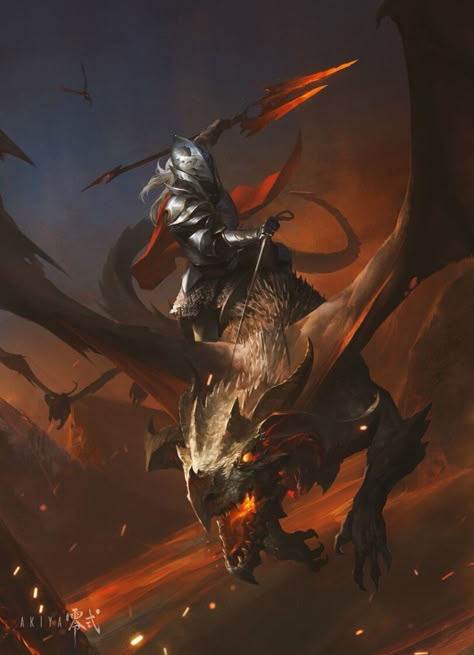 Dragon Knight Dnd, Dragon Knight Art, Dragon Rider Art, Knight Zhang, Riding Dragon, Tiamat Dragon, Knight Dragon, Dragon Medieval, Legend Of Cryptids