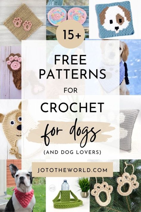 15 Free Crochet Patterns for Dogs and Dog Lovers | Jo to the World Creations Crochet Projects Dog, Crochet Dog Toy Basket Free Pattern, Crochet Pet Accessories Patterns, Crochet Gifts For Dog Lovers, Crochet Dog Projects, Crochet Pet Projects, Crochet Dog Beds Free Patterns, Crochet Toys For Dogs Free Pattern, Dog Accessories Crochet Patterns Free