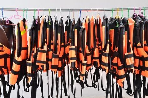 How to Organize and Store Lake Gear such as Life Jacket's and Water Skis Life Jacket Storage Ideas, Jacket Storage Ideas, Life Jacket Rack, Lake House Storage, Life Jacket Storage, Shed Sauna, Lake Storage, Jacket Rack, Jacket Storage