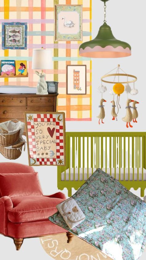 #nursery Friends Themed Nursery, Bold Color Nursery, Nursery Ideas Girl Colorful, Pink Orange Nursery, Newborn Room Colorful, Yellow Vintage Nursery, Eclectic Girl Nursery, Baby Room Colourful, Eclectic Nursery Gender Neutral