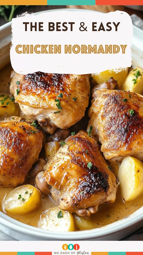 Craving a cozy fall meal? This Chicken Normandy recipe is everything! Juicy chicken legs braised in cider and brandy, with creamy Dijon sauce and caramelized apples. Perfect for chilly nights or special dinners. Save this pin for the ultimate fall comfort food! Chicken With Brandy Cream Sauce, Brandy Chicken, Chicken Normandy, Best Spaghetti Recipes, Creamy Dijon Sauce, French Chicken Recipes, Best Spaghetti Recipe, Braising Recipes, Creamy Dijon