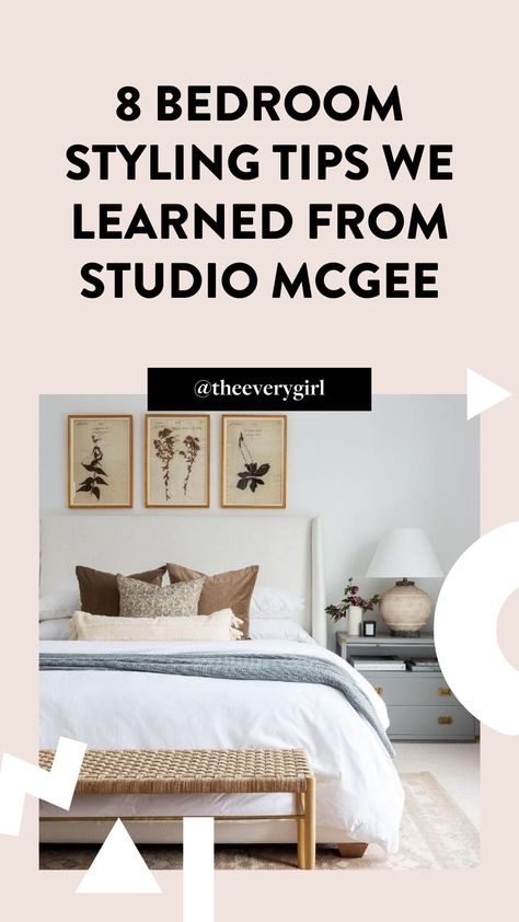 Studio Mcgee Spare Bedroom, Master Bedrooms Studio Mcgee, Mismatched Nightstand Lamps, Studio Mcgee Master Bedrooms, Bedroom Accent Chairs Master, One Night Stand Bedroom Ideas, How To Style A Nightstand Bedroom, Studio Mcgee Bedroom Ideas, Mismatched Accent Chairs