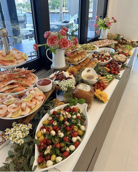 Brunch Grazing Table, Salmon Platter, Table Presentation, Marinated Olives, Brunch Table, Gourmet Cheese, Party Food Buffet, Buffet Ideas, Food Buffet