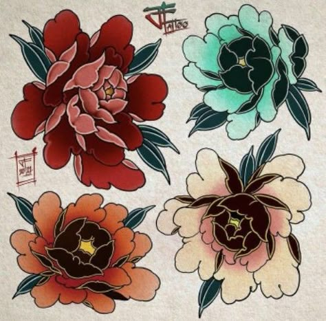 Japenses Flowers Tatoos, Japenses Tatoos Design Flowers, Japanese Traditional Peony, Traditional Peony Tattoo Design, Japanese Peony Drawing, Peony Tattoo Traditional, Japanese Traditional Tattoo Design, Peony Traditional Tattoo, Traditional Japanese Flower Tattoo