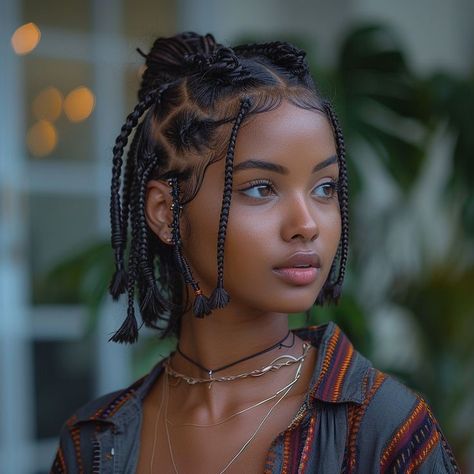 Nice Braids Hairstyles For Black People, Plaited Hairstyles For Black Women, Afropunk Hairstyles, Braids In The Front Natural Hair, Hair Twist Styles, Short Braids, Hair Reference, Box Braids Hairstyles, Braids For Short Hair