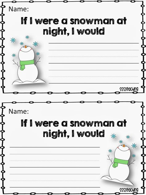 Sparkles, Smiles, and Successful Students: Snowmen at Night Prompt! Snowman At Night, Snowman Writing, Snowmen At Night, Kindergarten Writing Prompts, Snowmen Activities, Winter Writing, 2nd Grade Writing, Christmas Writing, Preschool Winter