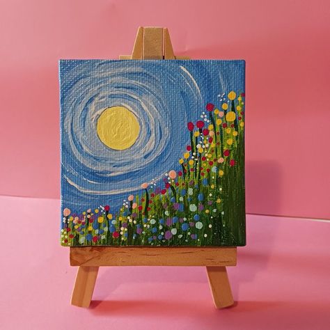 Cute Paintings For Friends, Acrylic Canvas Ideas, Inspirational Paintings Canvases, Mini Canvas Art Diy, Mini Canvas Paintings, Mini Tela, Artistic Gifts, Diy Canvas Art Easy, Bright Sunny Day