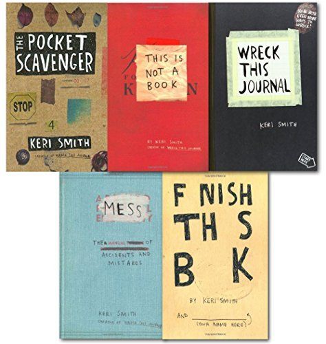 Keri Smith Wreck this Journal Collection 5 Books Set-Wreck This Journal, Mess, Finish this book, This is not a book, The Pocket Scavenger, http://www.amazon.co.uk/dp/B00UHJGJLI/ref=cm_sw_r_pi_awdl_iY3hwb1WYEXTG Pocket Scavenger Keri Smith, Keri Smith, Journal Collection, Online Books, Wreck This Journal, Books Collection, Cool Books, Book Shop, Book Writer