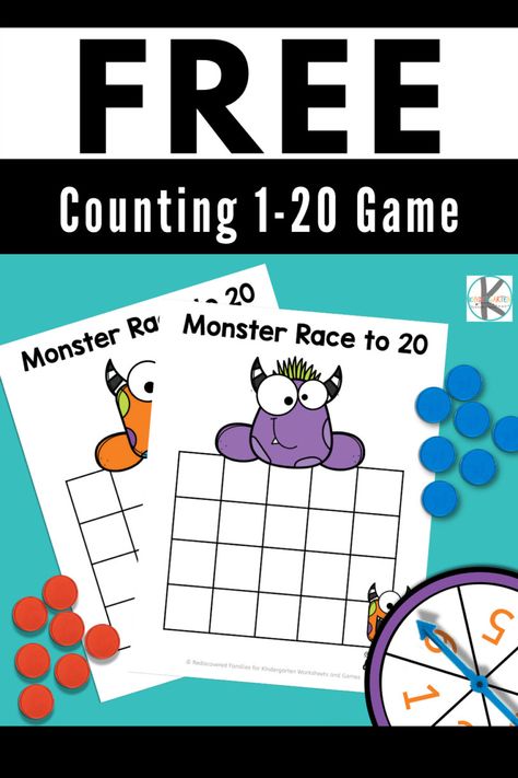 Numbers To 20 Games, Counting Games Kindergarten, Counting Games For Preschoolers, Number Games For Kindergarten, Numeracy Activities Kindergarten, Counting To 20 Activities, Number Games Kindergarten, Math Counting Games, Games For Grade 1