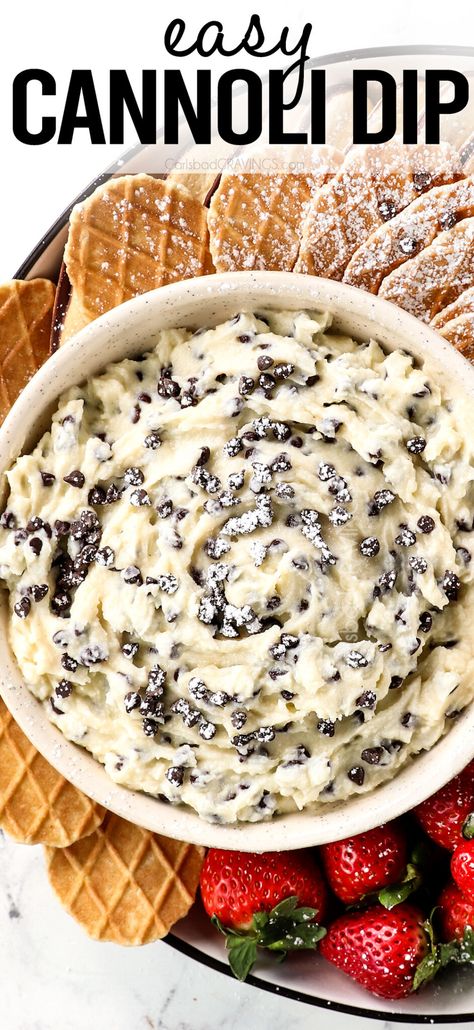 Easy Cannoli Dip, Cannoli Dip Recipe, Easy Cannoli, Dip Video, Cannoli Dip, Cannoli Filling, Cannoli Recipe, Carlsbad Cravings, Sweet Dips