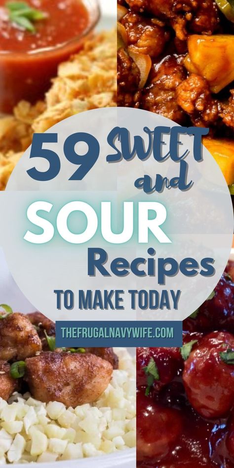 Are you in the mood for something sweet and sour? Tart and tangy? These selections of sweet and sour recipes will tantalize your taste buds! #sweetandsour #recipes #sauce #frugalnavywife #roundup | Sweet and Sour Recipes | Dinner | Easy Recipes | Tarty and Tangy | Sweet and Sour Sauce | Recipes With Sweet And Sour Sauce, Recipes Using Sweet And Sour Sauce, Sweet And Sour Sauce With Pineapple, Sweet And Sour Coleslaw Recipe, Easy Sweet And Sour Sauce Recipe, Sour Recipes, Sour Food, Homeschool Meals, Sweet N Sour Sauce Recipe