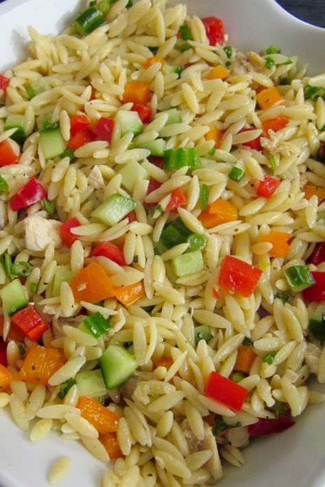 Chicken Orzo Salad myfavouritepastime.com Chicken Orzo Salad, Orzo Salads, Lunch Rotation, Chicken Orzo Pasta, Cold Pasta Salads, Lemon Orzo Salad, Salads Green, Quinoa Salads, Orzo Salad Recipes