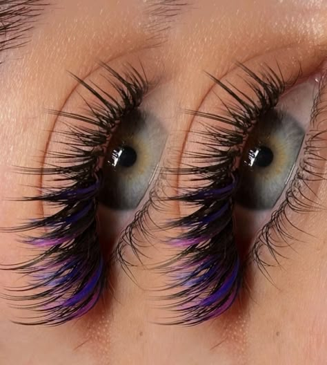 lash extensions in Edmonton with color Tinsel Lash Extensions, Eyelash Extensions Styles Color, Different Styles Of Lash Extensions, Lash Extensions Color Eyelashes, Colour Lashes Extensions, Halloween Lash Extensions, Coloured Eyelashes, Colored Lash Extensions Styles, Coloured Eyelash Extensions