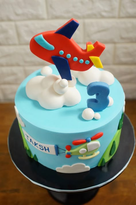 Airplane theme birthday cake (2D). Birthday Cake Airplane, 3rd Birthday Cakes For Boys, Planes Birthday Cake, Plane Cake, Airplane Birthday Cakes, Birthday Cake Kids Boys, Toddler Birthday Cakes, Airplane Cake, Baby Boy Birthday Cake