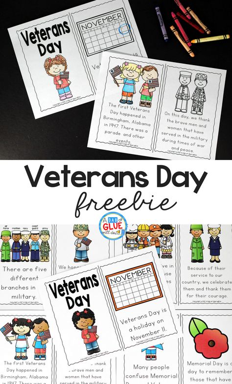 This Veterans Day Emergent Reader will be the perfect addition to your lesson plans. This is perfect for pre-k, kindergarten, and first grade students. Veterans Crafts, Veterans Day Worksheets, Veterans Day For Kids, Free Veterans Day, First Grade Freebies, Veterans Day Activities, Kindergarten Freebies, Kindergarten Social Studies, Kindergarten Lesson Plans