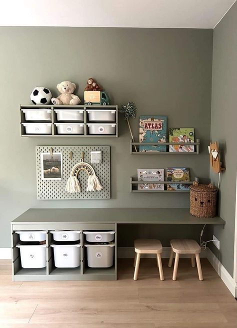 Small Toddler Playroom, Room For Boys Kids, Minimal Playroom Ideas, Ikea Boy Room, Fun Toddler Room Ideas, Two Kids Room Design, Toddler Play Corner, Kids Craft Room Ideas, Room Ideas For Boys Kids