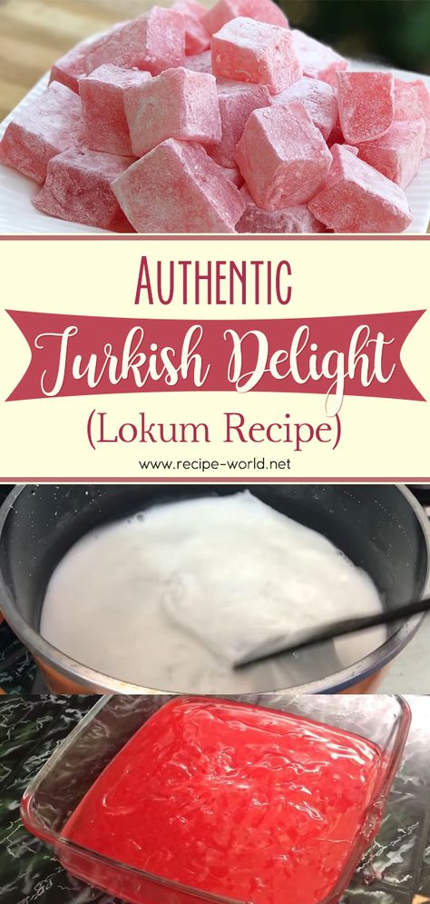 Recipe World Authentic Turkish Delight Recipe | Lokum Recipe - Recipe World Homemade Turkish Delight, Lokum Recipe, Turkish Delight Recipe, Yorkshire Pudding Recipes, Turkish Sweets, Turkish Desserts, Homemade Sweets, Candy Recipes Homemade, Homemade Candy