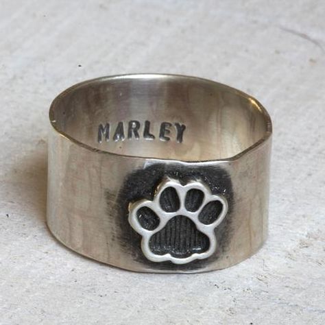 Pet memorial ring dog or cat paw ring Paw Tattoos, Paw Ring, Dog Ring, Memorial Ring, Game Mode, Metal Smithing, Hammered Ring, Hammered Band, Cat Ring