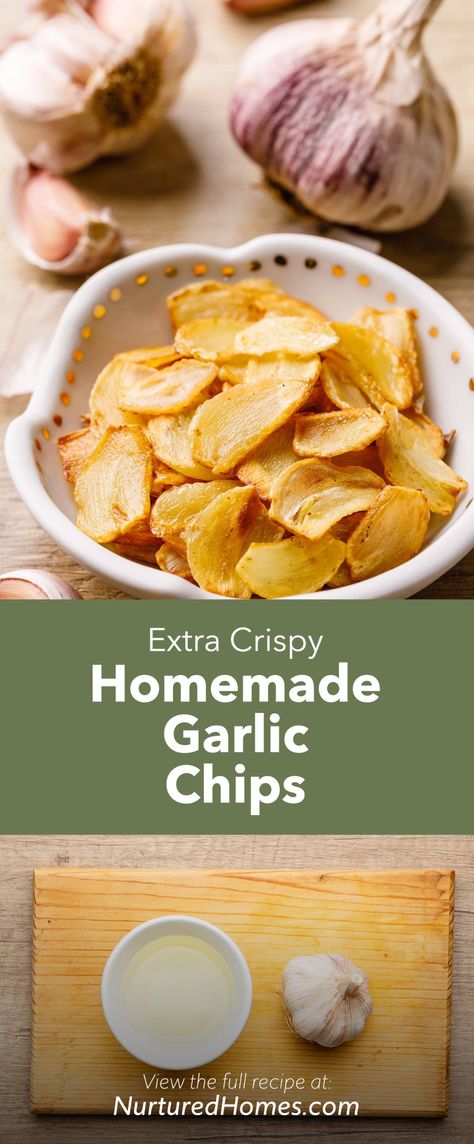 Fried Garlic Recipe, Garlic Chips Recipe, Homemade Ruffles Chips, Homemade Veggie Chips, Ruffles Chips, Party Food Snacks, Garlic Chips, Nuts Snacks, Farm Recipes