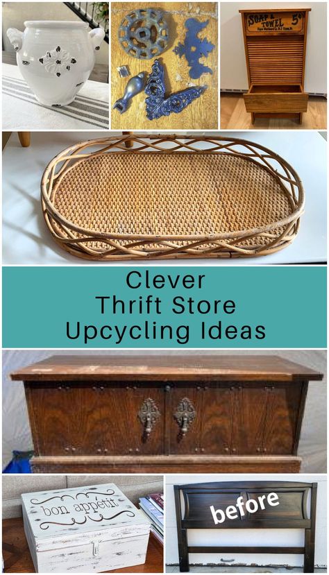 Items found at the thrift store are being given a makeover turning them into stylish home decor. Great examples of thrifty home decor! Repurpose Baskets Ideas, Antique Repurposed Ideas, Repurposed Thrift Store Finds, Trash To Treasure Ideas Thrift Store Finds, Boho Thrift Decor, Goodwill Upcycle Decor, Thrifted Home Decor Diy Ideas, Trash To Treasure Ideas Upcycling Diy, Upcycle Thrift Store Finds