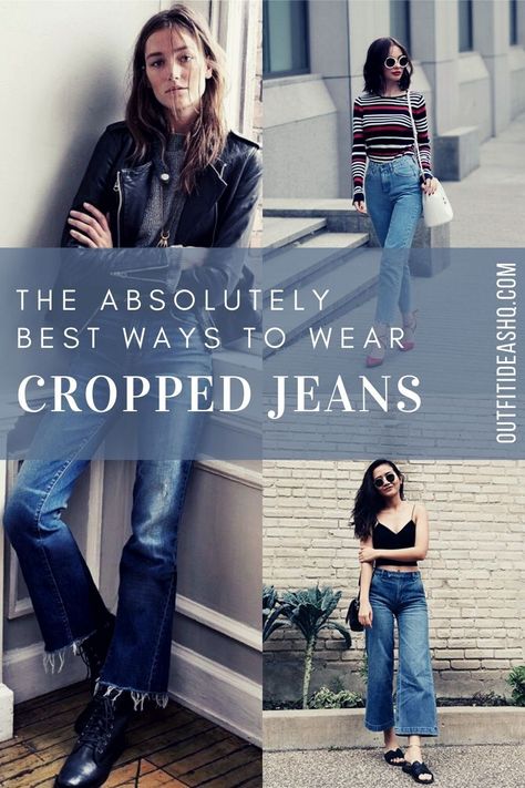 Boyfriend Crop Jeans Outfit, Crop Flare Jeans Outfit Fall, Distressed Flare Jeans Outfits, Frayed Cropped Jeans Outfit, Frayed Cropped Jeans, Black Flare Crop Jeans Outfit, Cropped Blue Jeans Outfit, High Rise Cropped Jeans Outfit, Where Should Cropped Jeans Hit