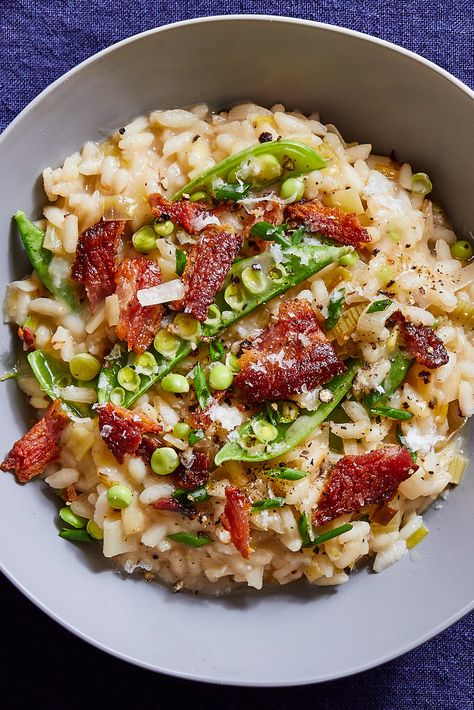 Leek Risotto With Sugar Snap Peas and Pancetta Recipe - NYT Cooking Peas And Pancetta, Leek Risotto, Pancetta Recipes, Risotto Recipe, Nyt Cooking, Risotto Recipes, Sugar Snap Peas, Snap Peas, Pasta Rice