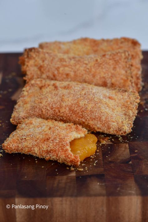 One of the first dishes people think of when Filipino fast food is brought up is likely fried chicken. But when it comes to dessert, there is no doubt that peach mango pie is up there as one of the most memorable and delicious dishes to have. It is perfectly sweet with the most irresistible… The post Peach Mango Pie (Air Fryer) appeared first on Panlasang Pinoy. Filipino Egg Pie, Peach Mango Pie Jollibee, Mango Float Recipe Filipino Desserts, Hong Kong Style Mango Pancake, Mango Pomelo Sago, Peach Mango Pie, Refrigerator Cake, Mango Pie, Peach Mango