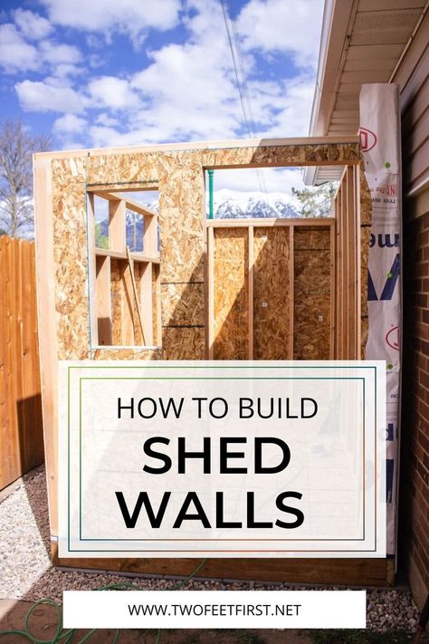 Building the walls of your storage shed is easier than you think, especially when you use twofeetfirst.net's simple guide. Learn how to frame a storage shed today and get started on your DIY project! Build Storage Shed, Storage Shed Plans 16x20, How To Build A Wood Shed, Diy Small Shed Plans, Storage Shed Workshop, How To Build A She Shed Cheap Easy Diy, Backyard She Shed, How To Build A She Shed, How To Build A Shed