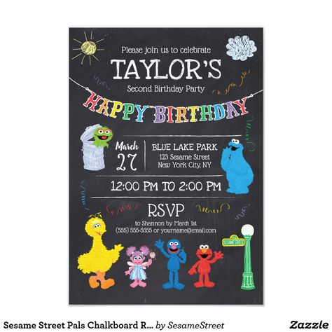 2nd Birthday Sesame Street, Sesame Street 2nd Birthday, Elmo First Birthday, Sesame Street Birthday Invitations, Sesame Street Invitations, Sesame Street Birthday Party Ideas, Rainbow Birthday Invitations, Elmo Birthday Party, Sesame Street Birthday Party