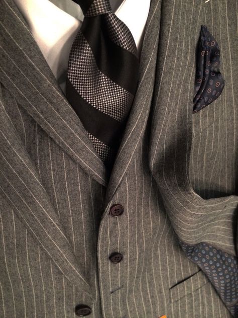 Grey Flannel pin stripe 3 piece suit. https://www.facebook.com/lsaltmanclothing?ref=bookmarks Office New York, Wedding Suit For Men, Italian Suit, Suit For Men, Grey Flannel, Law Office, Pin Stripe, Civil Wedding, Wedding Suits Men