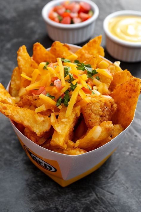 Spice up your snack game with Taco Bell Nacho Fries 🍟🌶️! Crispy fries loaded with bold nacho cheese and spices. Perfect for satisfying cravings. #NachoFries #TacoBellHack #SnackTime #CheesyFries #SpicyFood Nacho Cheese Fries, Diy Taco Bell, Nacho Fries Recipe, Taco Bell Nacho Fries, Taco Bell Nacho Cheese, Homemade Taco Bell, Nacho Cheese Dip, Fries Cheese, Nachos Cheese Dip