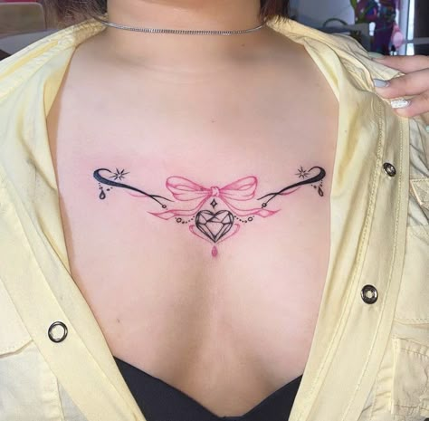 Succubus Tattoo Ideas, Succubus Womb Tattoo Meanings, Pink Tattoo Aesthetic, Succubus Tattoo, Small Shoulder Tattoos, Pink Tattoo, Tattoos Inspo, Chest Tattoos For Women, Cute Tiny Tattoos