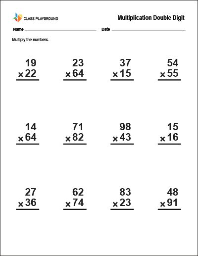 Printable Multiplication Double Digit  Worksheet Maths Worksheet For Class 3 Multiplication, Double Digit Multiplication Worksheets, Multiplication For Grade 2, Multiply Worksheet, Multiplication Worksheets 4th Grade, Math For Grade 2, 2 Digit Multiplication Worksheets, Multiplication Practice Worksheets, 2 Digit Multiplication