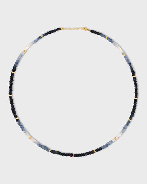 Arizona Ombre Blue Sapphire Mini Gold Bead Necklace Ombre Necklace, Gold Ombre, Treasure Gift, Mini Gold, Gold Bead Necklace, Citrine Crystal, Ruby Sapphire, Blue Ombre, Glass Bead Necklace