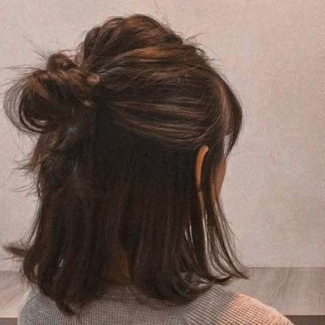 Short Haircut Ponytail, Short Brown Hairstyles, Aesthetic Brown Hair, Short Brown Hair, Aesthetic Brown, Hairstyle Inspo, Hair Stylies, Haircuts Straight Hair, Penteado Cabelo Curto