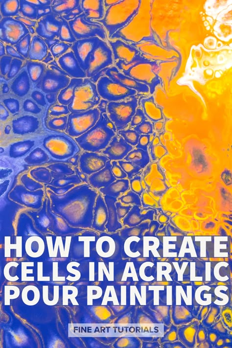 Learn how to create cells in acrylic pour paintings: discover what cells are, the science behind how they are created and how to get the best results when creating them. #acrylicpouringcells #cellsinacrylicpourpainting #acrylicpourpainting #cellpouringtechnique #acrylicpouringtechnique Acrylic Cell Painting, Diy Acrylic Pour Painting, How To Use Pouring Medium, How To Get Cells In Acrylic Pouring, How To Make Cells In Acrylic Pouring, Pour Acrylic Painting Diy, How To Acrylic Pour Painting Techniques, Paint Pouring Supplies, Cell Activator Acrylic Pour