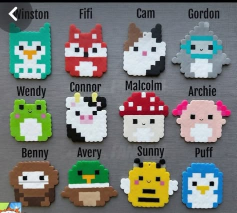 Perler Beads Squishmallows, Squishmallows Crafts, Squishmallow Pixel Art, Squishmallow Perler Bead Patterns, Bead Melting Patterns, Summer Perler Bead Patterns, Melting Beads Ideas Easy, Preppy Perler Bead Ideas, Squishmallow Perler Beads