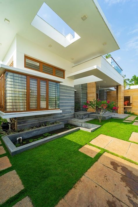 BALAKRISHNAN’S RESIDENCE, KUMARAPALAYAM | Murali architects | Archinect Murali Architects, Grill Design Modern, Vernacular House, Window Grills, Window Grill Design Modern, Orchid House, House Window Design, Front Wall Design, Balcony Window